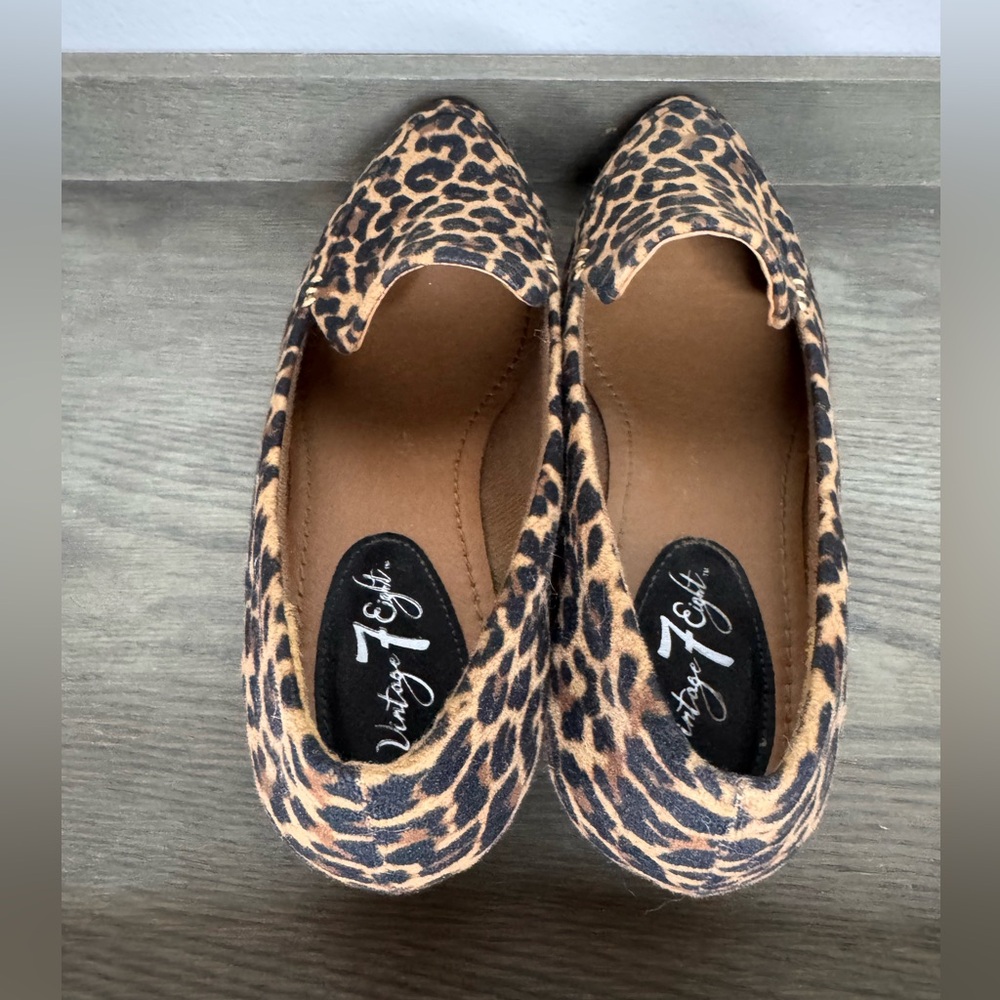Vintage 7 Eight Leopard Print Slip-On Loafers - Brown/Black - Picture 2 of 7